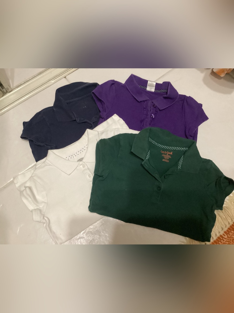School Uniform Girls Polo Shirt Bundle - Purple, Navy, White, Green